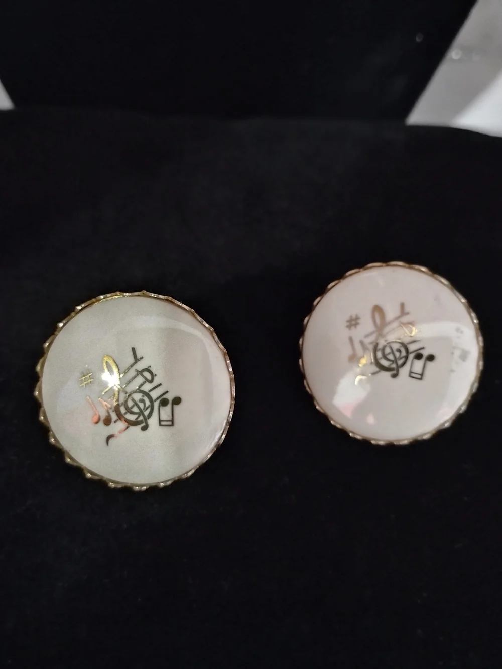 White Music Note Ceramic Accent Clip on Earrings